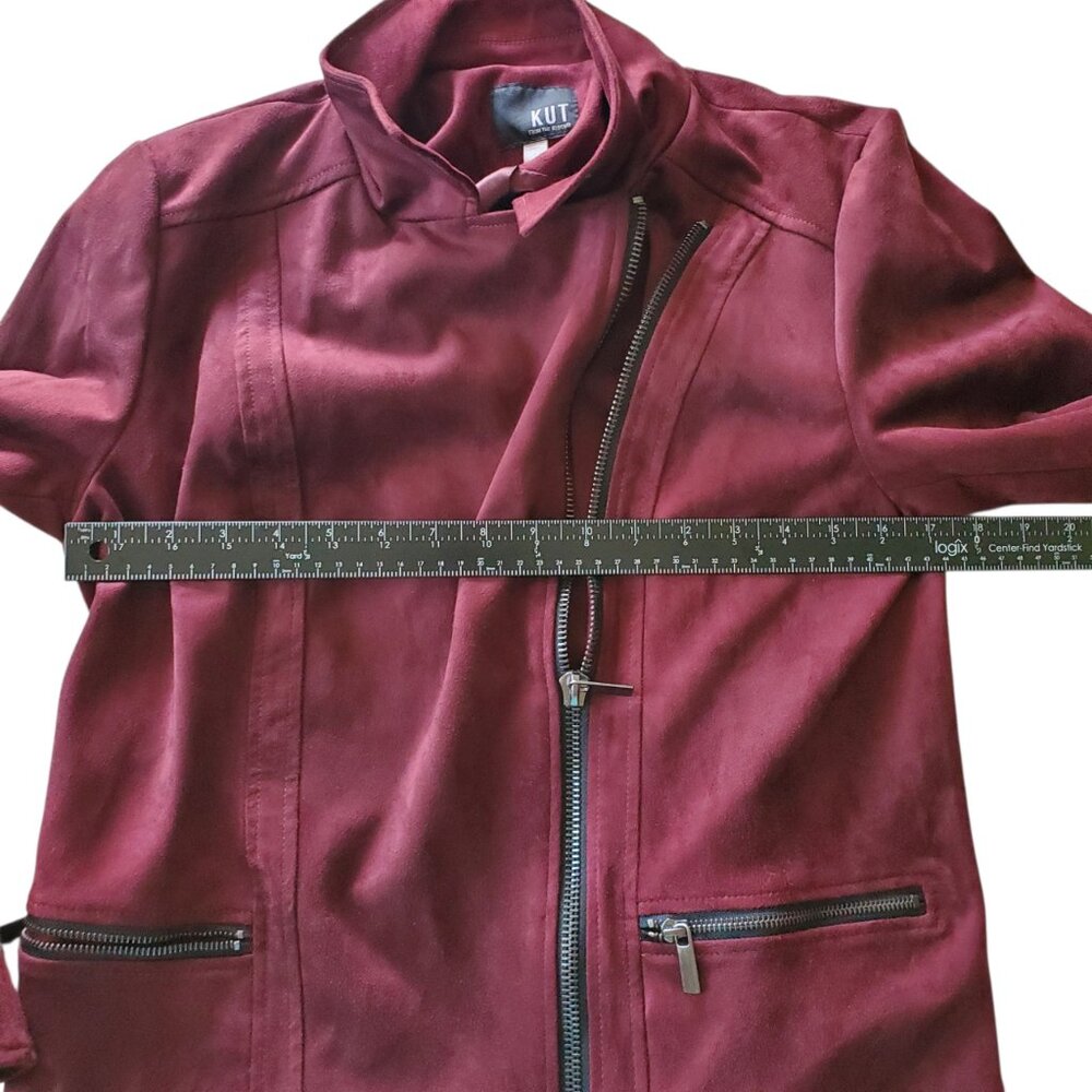 Kut From the Kloth Plum  Faux Suede Moto Eveline Jacket Large - Picture 11 of 12